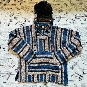 Vintage 90s Style Striped Baja Hoodie Sweater